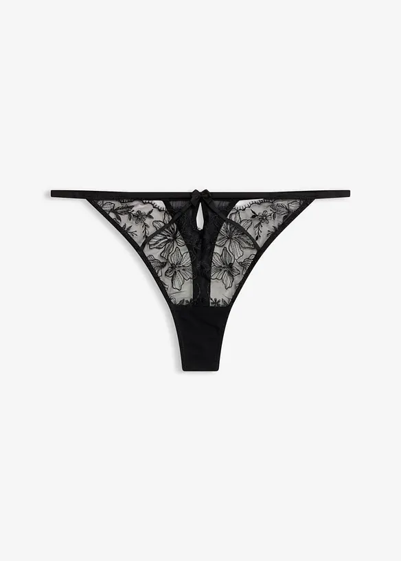 Stringtrosa med fint broderi, bonprix