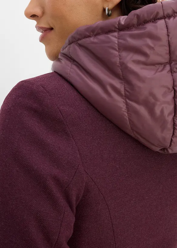 Kort vinterkappa med 2-i-1-look och yllek&auml;nsla, bonprix