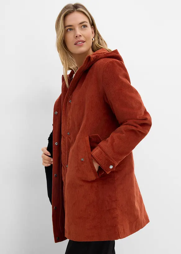 Varm A-linjeformad manchesterparkas med teddyp&auml;ls i huvan, bonprix