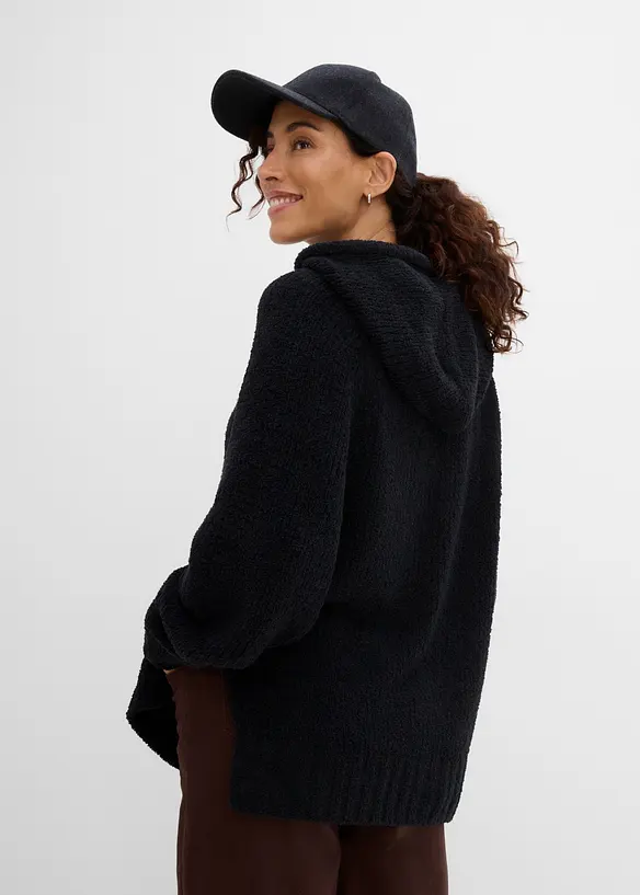 Sweatshirt med huva, av teddyfleece, bonprix