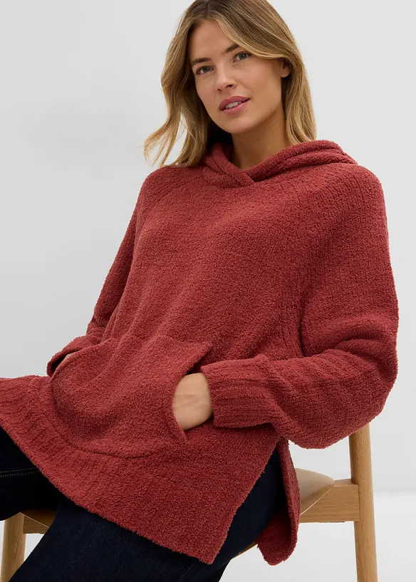 Sweatshirt med huva, av teddyfleece, bonprix