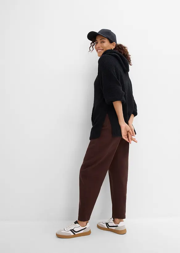 Sweatshirt med huva, av teddyfleece, bonprix
