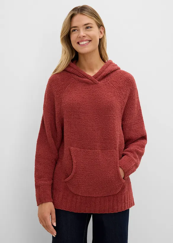 Sweatshirt med huva, av teddyfleece, bonprix