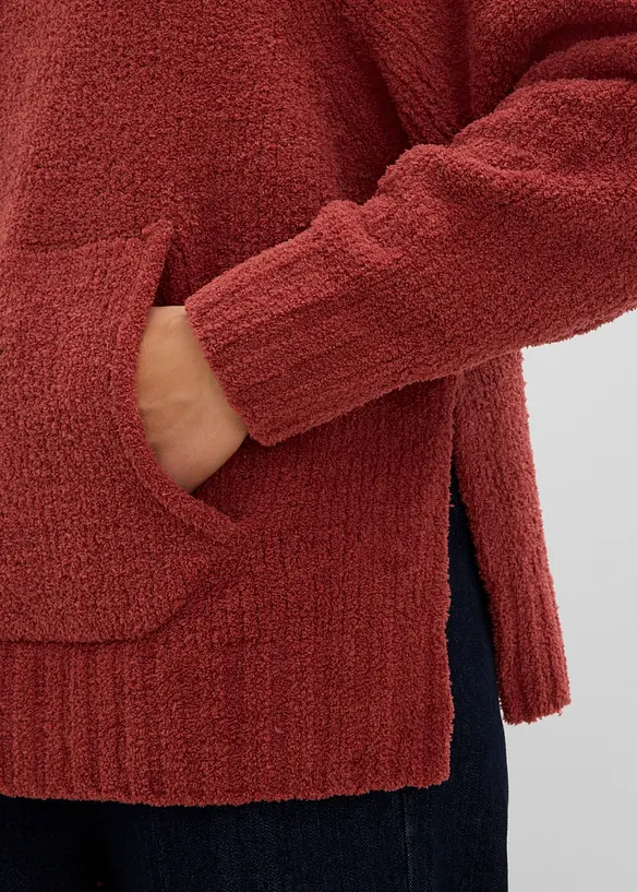 Sweatshirt med huva, av teddyfleece, bonprix