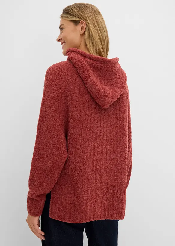 Sweatshirt med huva, av teddyfleece, bonprix