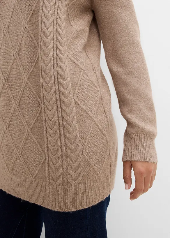 Oversizetr&ouml;ja med fl&auml;tstickning, bonprix