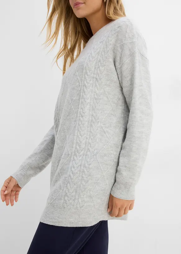 Oversizetr&ouml;ja med fl&auml;tstickning, bonprix