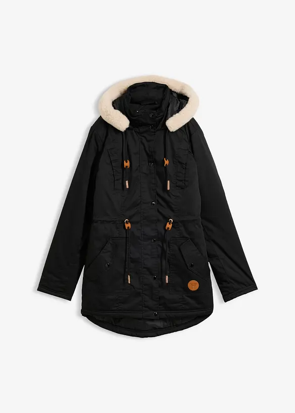 Vadderad parkas med fuskp&auml;lsbes&auml;ttning, bonprix
