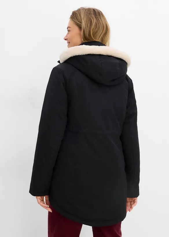 Vadderad parkas med fuskp&auml;lsbes&auml;ttning, bonprix