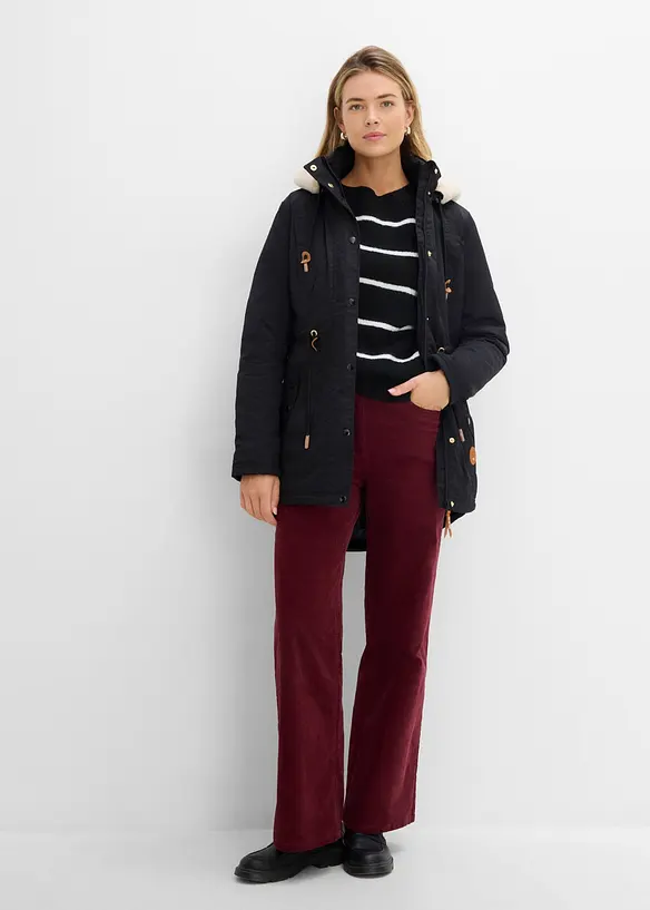Vadderad parkas med fuskp&auml;lsbes&auml;ttning, bonprix