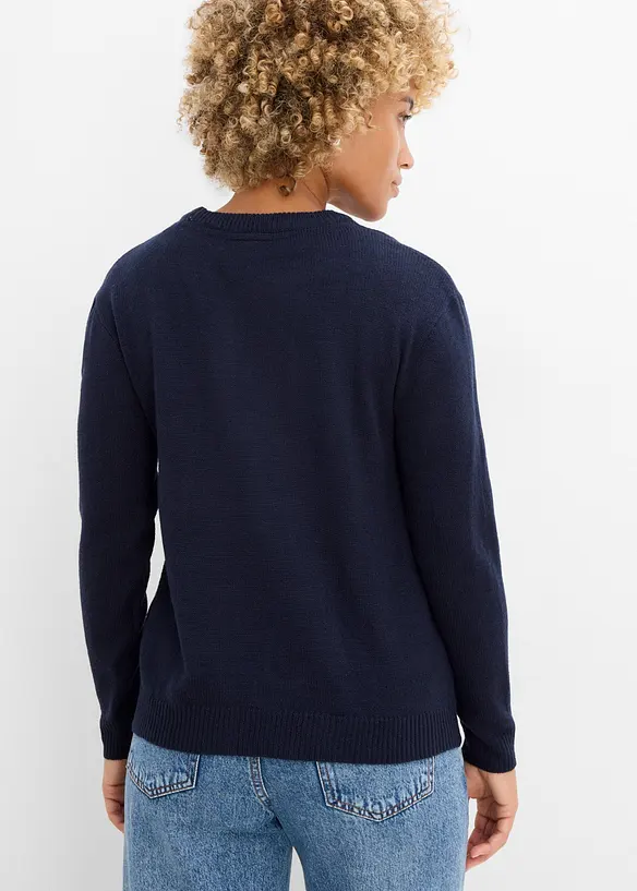 Stickad tr&ouml;ja med rund halsringning, bonprix