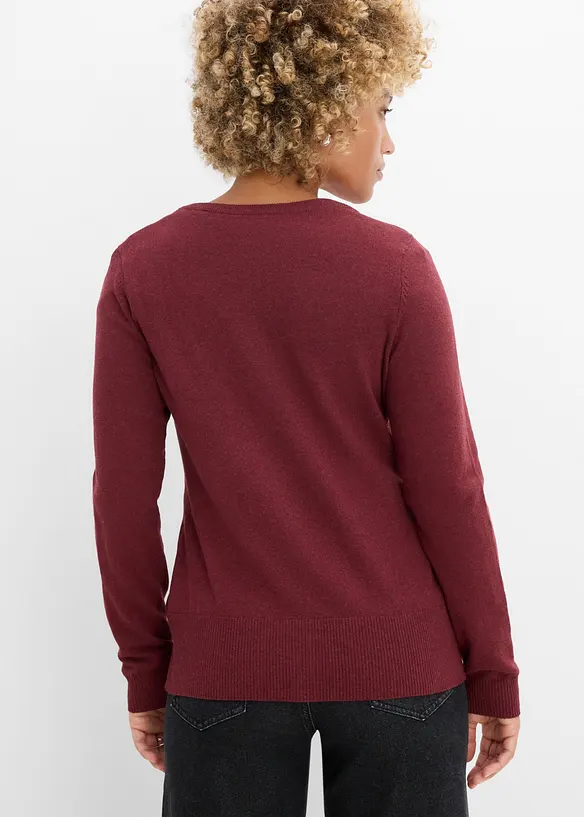 Finstickad cardigan  i basmodell med &aring;tervunnen bomull, bonprix