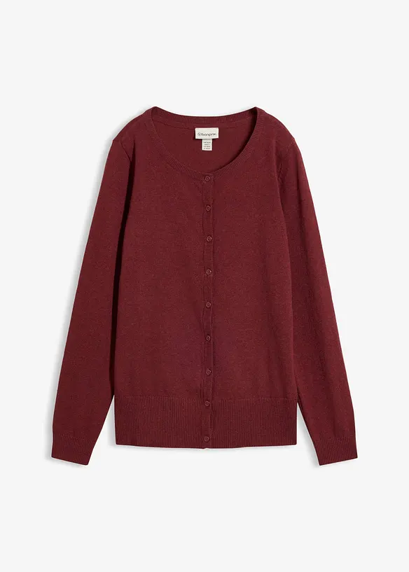 Finstickad cardigan  i basmodell med &aring;tervunnen bomull, bonprix