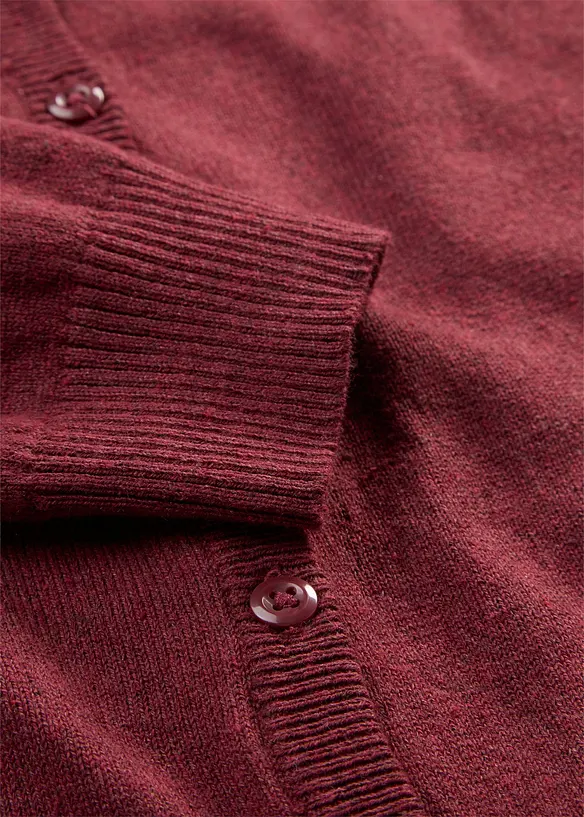 Finstickad cardigan  i basmodell med &aring;tervunnen bomull, bonprix
