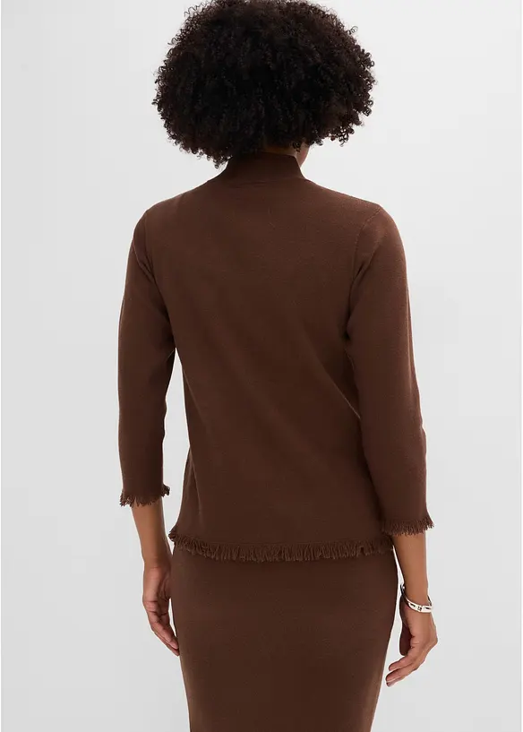 Cardigan med fransiga kanter, bonprix
