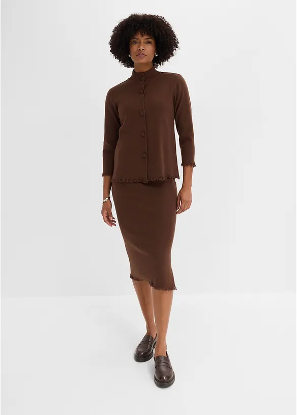 Cardigan med fransiga kanter, bonprix