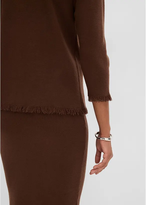 Cardigan med fransiga kanter, bonprix