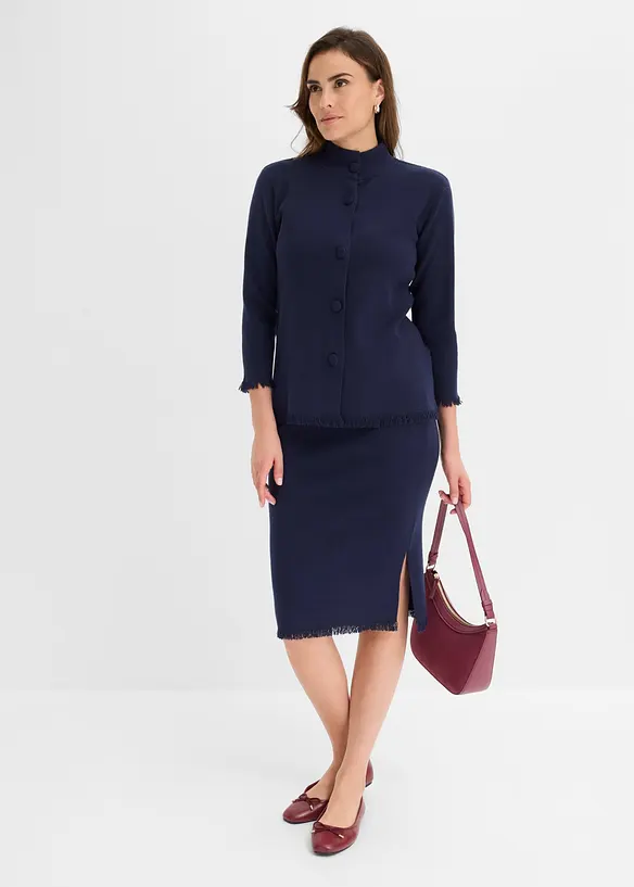 Cardigan med fransiga kanter, bonprix
