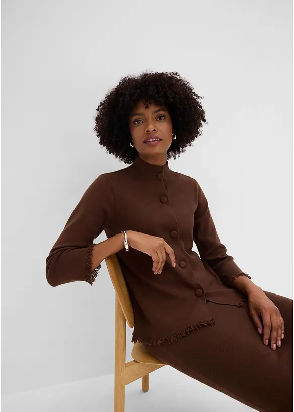 Cardigan med fransiga kanter, bonprix
