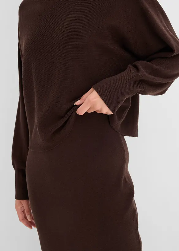 Stickad kl&auml;nning och topp (2 delar), bonprix