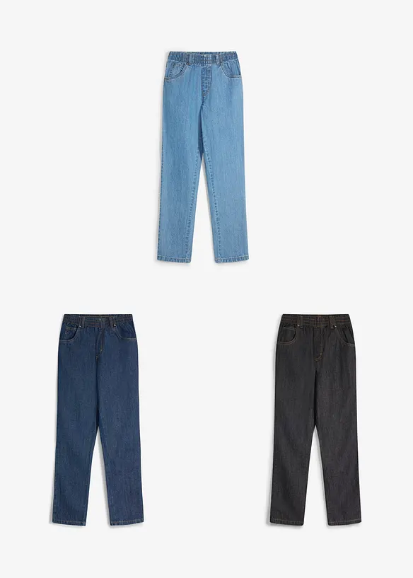 Dra p&aring;-byxa i bomull, Regular Fit, Straight (3-pack), bonprix