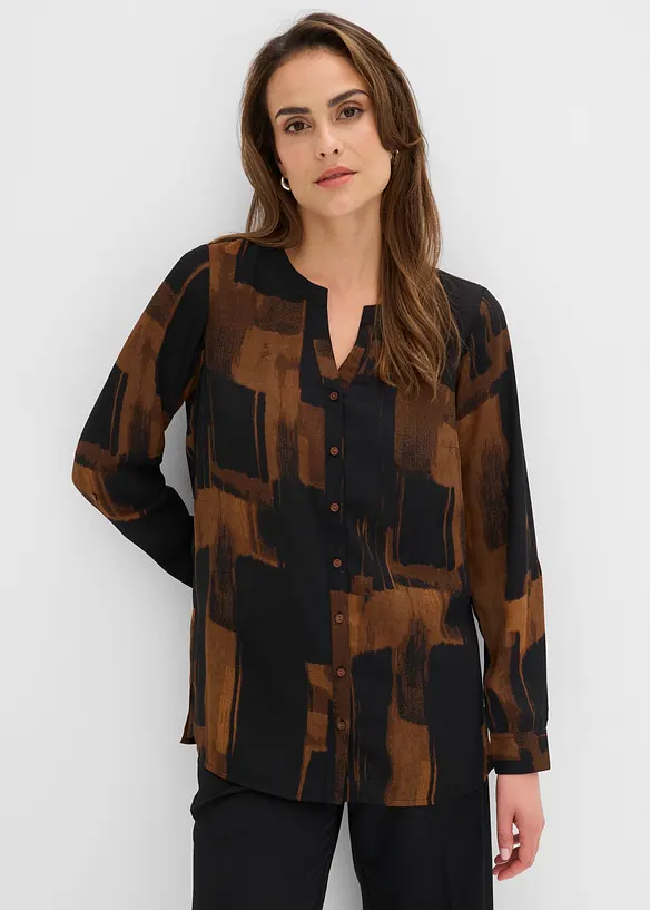 L&aring;ng chiffongblus med m&ouml;nster, bonprix