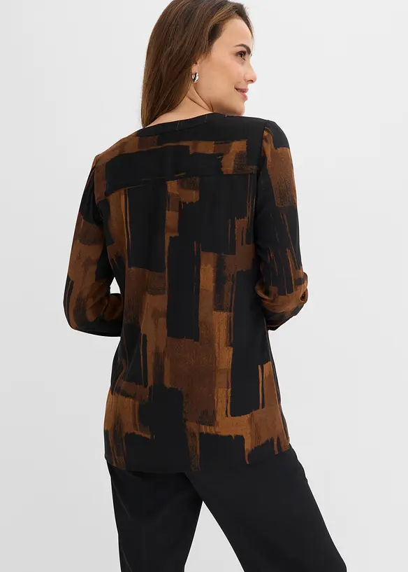 L&aring;ng chiffongblus med m&ouml;nster, bonprix