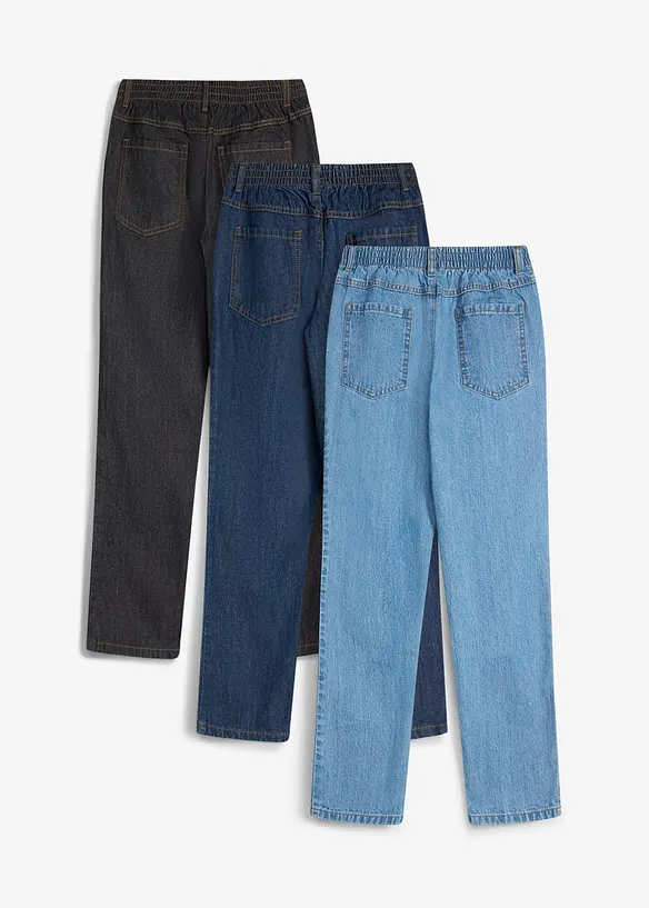 Dra p&aring;-byxa i bomull, Regular Fit, Straight (3-pack), bonprix
