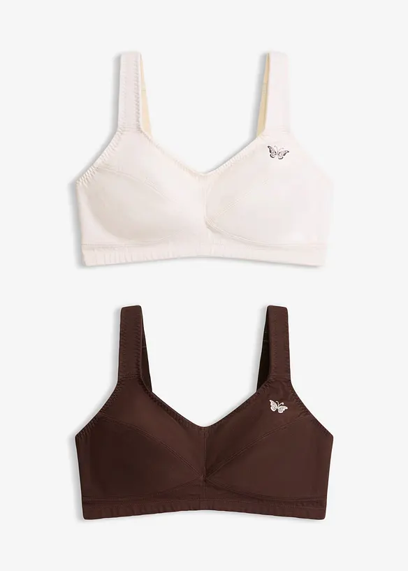 BH utan bygel, med ekologisk bomull (2-pack), bonprix