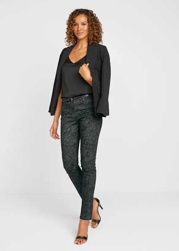 Twillbyxa med elegant m&ouml;nster, bonprix