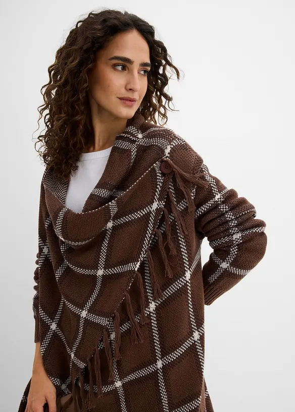 L&aring;ng cardigan med fransar, bonprix