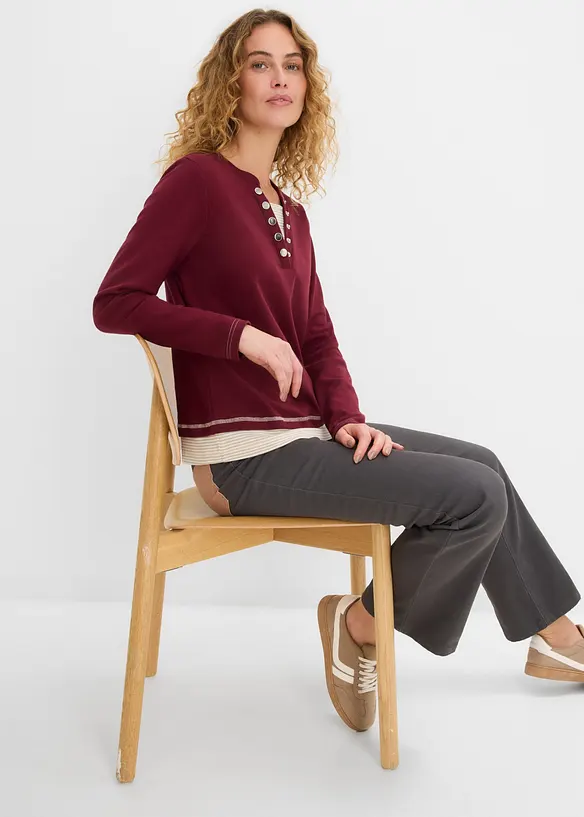 L&aring;ng&auml;rmad bomullstopp med 2-i-1-look, bonprix