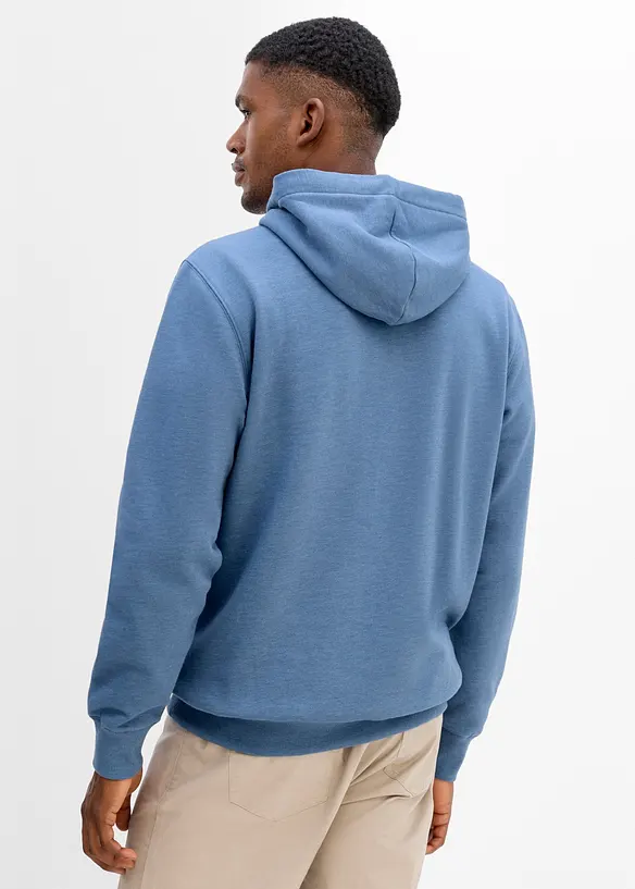 Sweatshirt med huva och detaljer i skinnimitation, bonprix