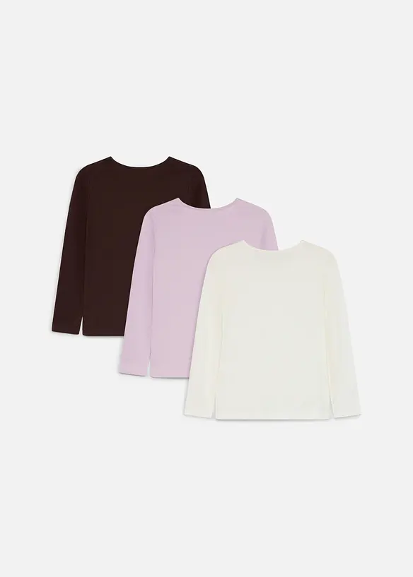 L&aring;ng&auml;rmad topp med bomull (3-pack), bonprix