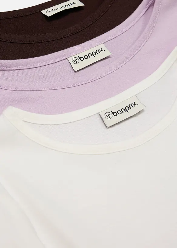 L&aring;ng&auml;rmad topp med bomull (3-pack), bonprix