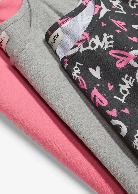 L&aring;ng&auml;rmad topp med bomull (3-pack), bonprix