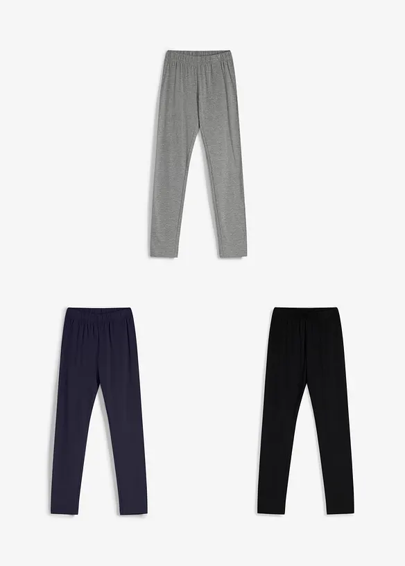Leggings av stretchig mix med ekologisk bomull (3-pack), bonprix