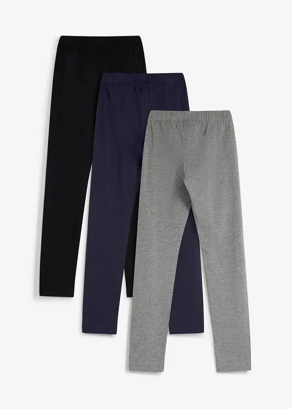 Leggings av stretchig mix med ekologisk bomull (3-pack), bonprix