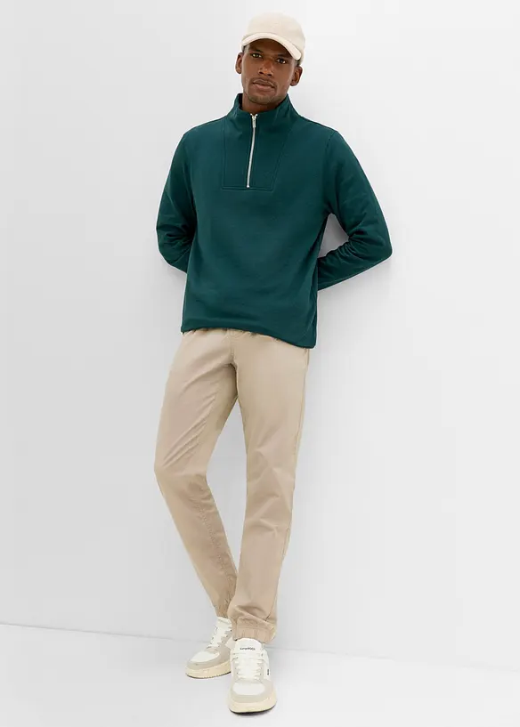 Sweatshirt med krage och dragkedja i ekologisk bomull, bonprix