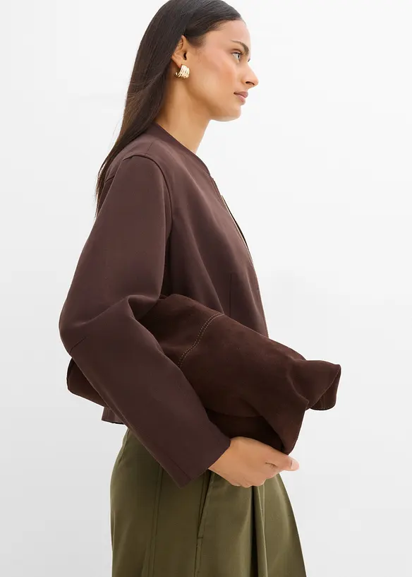 Blusjacka i mjuk materialmix, bonprix