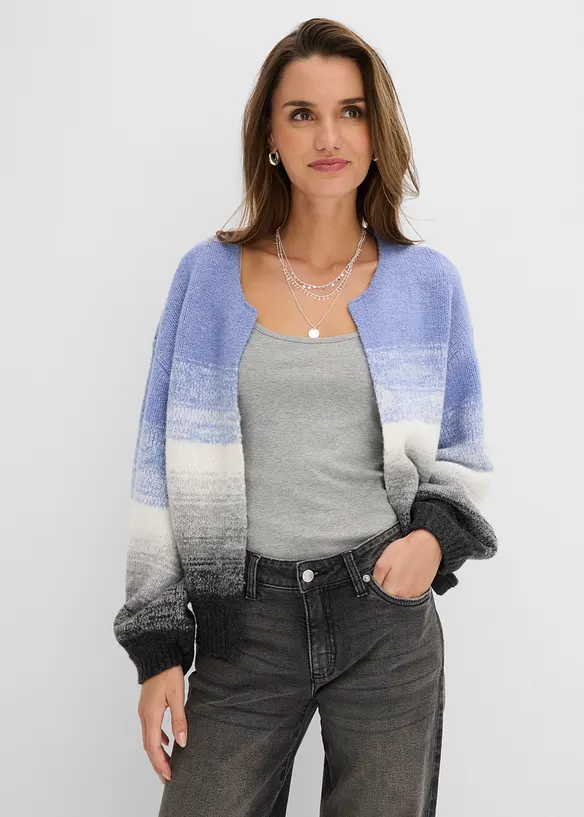 Grovstickad cardigan av mjuk materialmix, bonprix