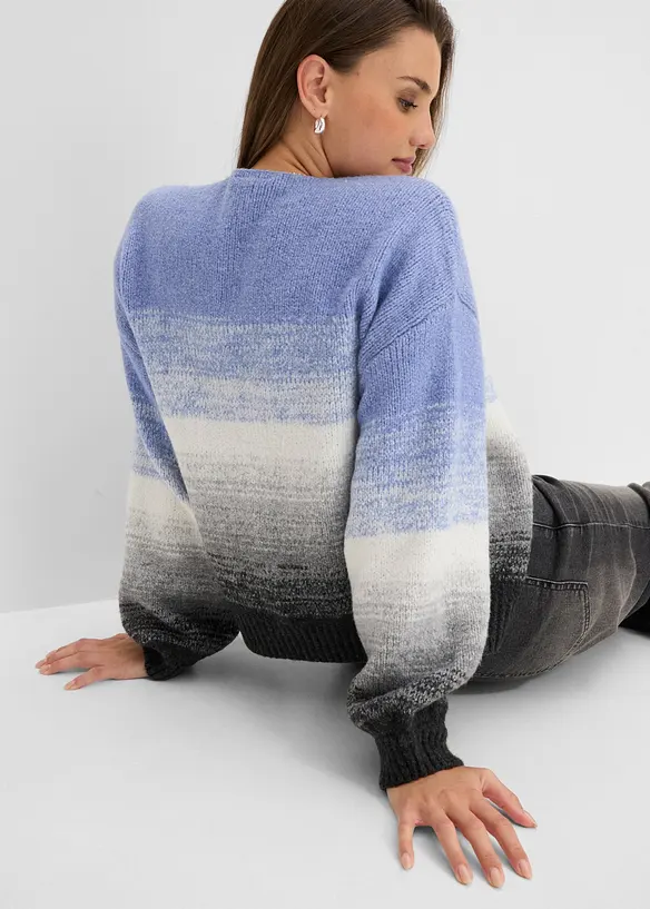 Grovstickad cardigan av mjuk materialmix, bonprix