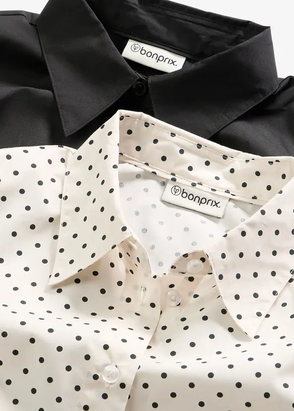 Skjortblus med bomull (2-pack), bonprix