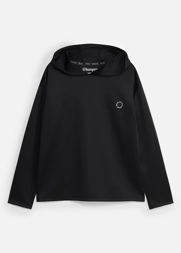 Sportig oversizesweatshirt med huva, snabbtorkande, bonprix