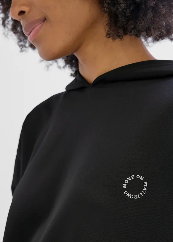 Sportig oversizesweatshirt med huva, snabbtorkande, bonprix