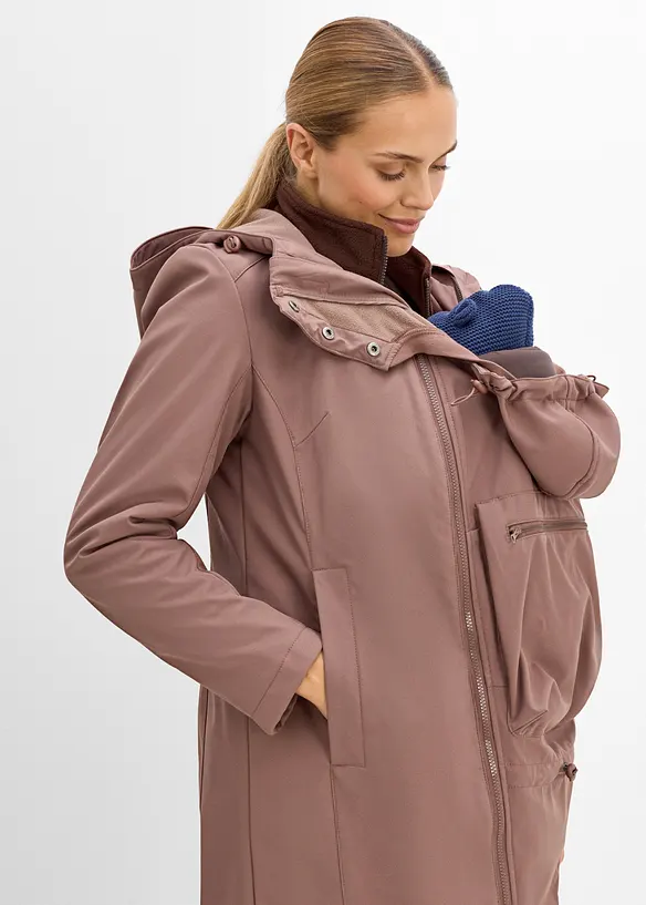 Mammakappa med babyficka och urtagbar fleecejacka (3 delar), bonprix