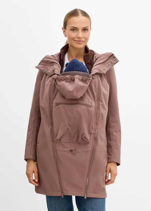 Mammakappa med babyficka och urtagbar fleecejacka (3 delar), bonprix
