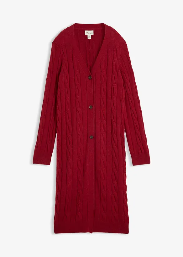 L&aring;ng cardigan i bomull och ull, bonprix