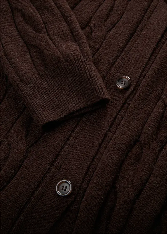 L&aring;ng cardigan i bomull och ull, bonprix
