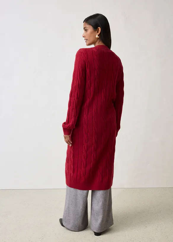 L&aring;ng cardigan i bomull och ull, bonprix